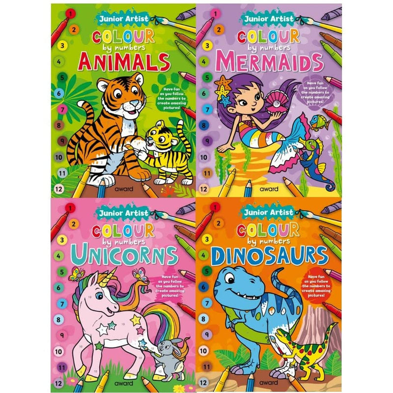 Junior Artist Colour By Numbers 4 Books Collection Set for Childrens Skills Development - The Book Bundle