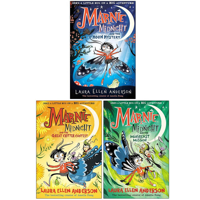 Marnie Midnight 3 Books Collection Set by Laura Ellen Anderson, paperback fiction series, featuring colorful book covers and illustrations.