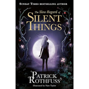 Four paperback books from The Kingkiller Chronicle series by Patrick Rothfuss, published by Gollancz Ltd, featuring artwork on the covers.
