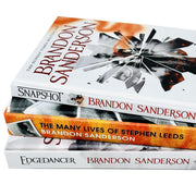 Brandon Sanderson 3-book collection set including Snapshot, Legion, and Edgedancer by Gollanc, featuring colorful covers.
