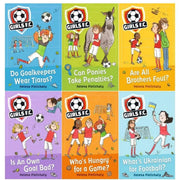 Girls F.C. 6 Books collection box set by Helena Pielichaty, featuring colorful covers of sports-themed stories for young readers.