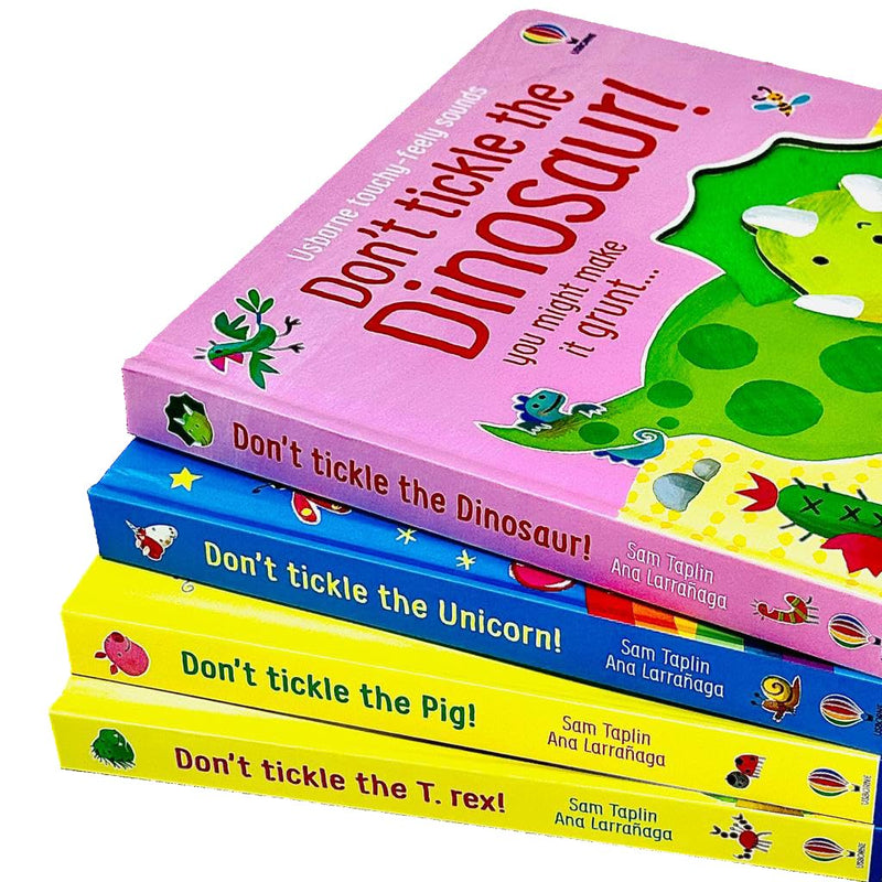 Usborne Don't Tickle Collection 4 Books Set (Touchy-Feely Sound Books) Unicorn, T-Rex, Dinosaur, Pig ) - The Book Bundle