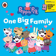 Peppa Pig: One Big Family book by Ladybird for World Book Day 2026, featuring Peppa and her family in colorful illustrations.