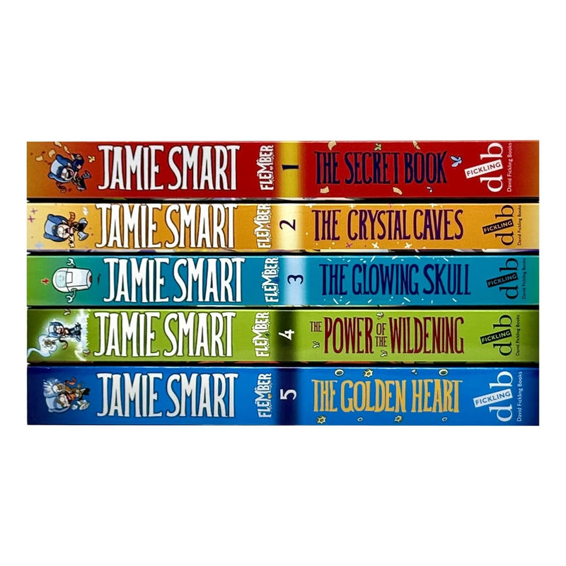 Flember Series 5 books collection set by Jamie Smart, includes The Secret Book, Crystal Caves, Glowing Skull, Wildening, Golden Heart