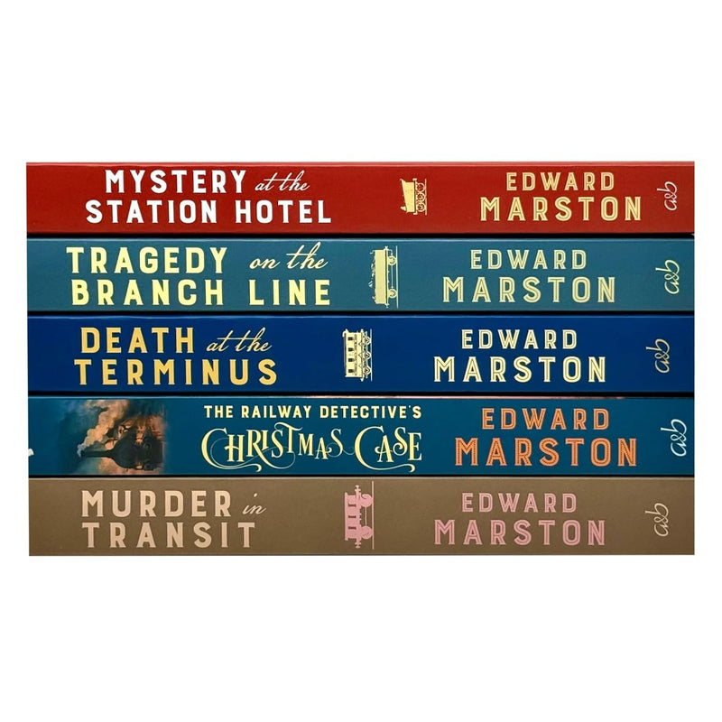 Railway Detective Series 5-book collection by Edward Marston, paperback fiction set with colorful covers and railway-themed artwork.