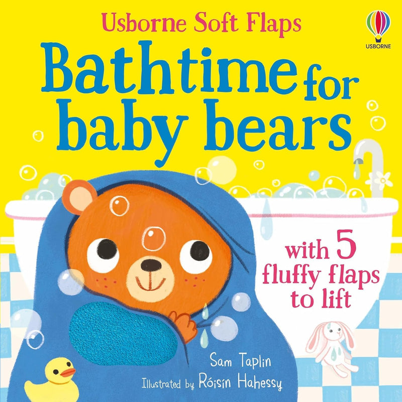 Usborne soft flap baby bear books set by Sam Taplin, including Party, Playtime, Bathtime, and Bedtime stories, with colorful covers.