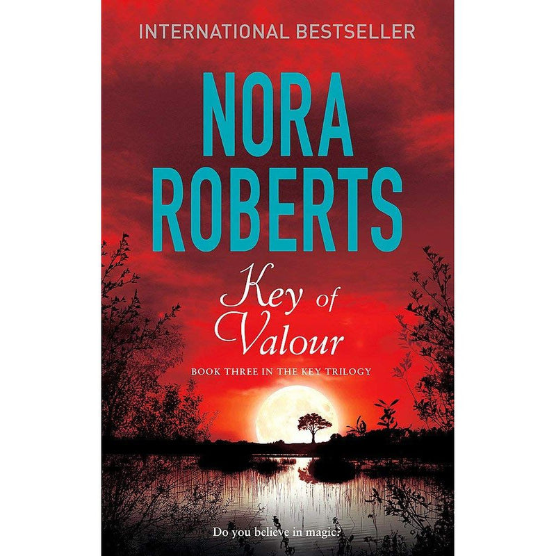 Three paperback fiction books from Nora Roberts' Key Trilogy collection set, featuring covers with vibrant designs.
