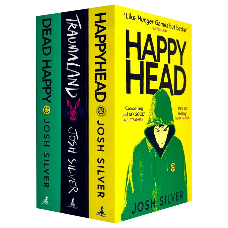 Set of three books from the Happy Head Series by Josh Silver, including Happy Head, Dead Happy, and Traumaland, published by Oneworld.