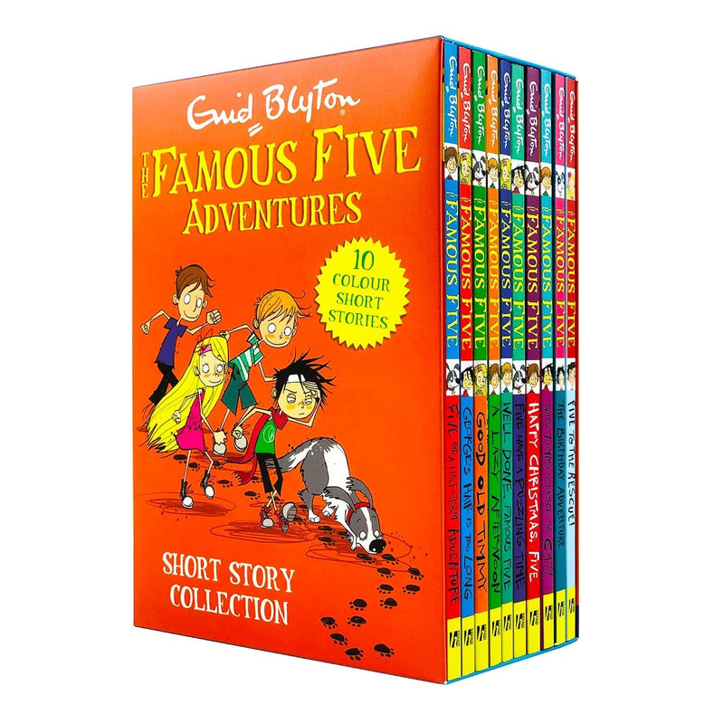 Famous Five Adventures 10-book collection box set by Enid Blyton, paperback fiction books in illustrated slipcase