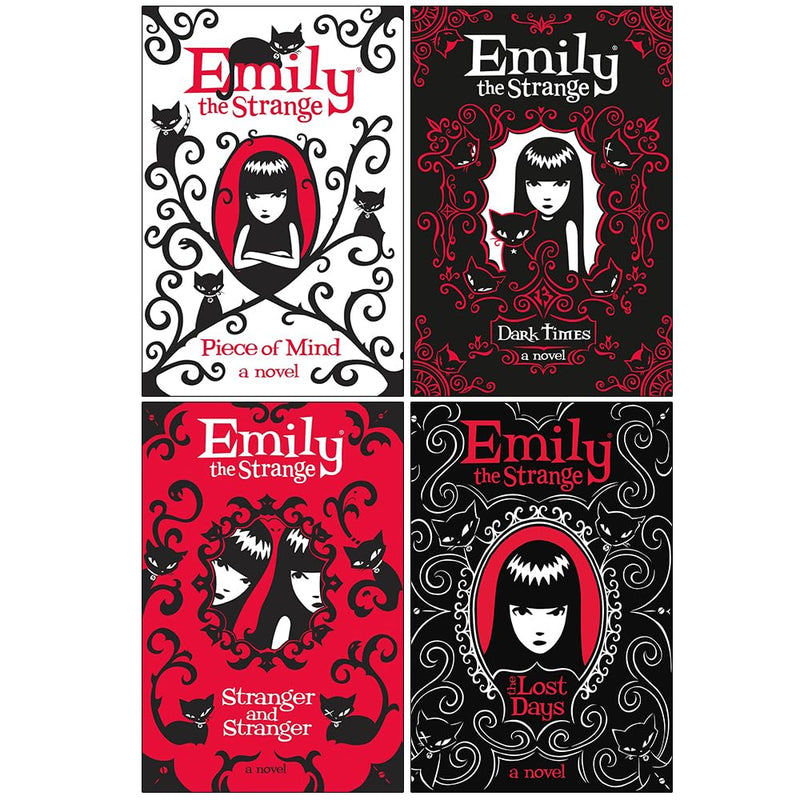Emily the Strange 4 Books collection set by Rob Reger and Jessica Gruner, hardcover fiction books featuring dark, quirky illustrations.
