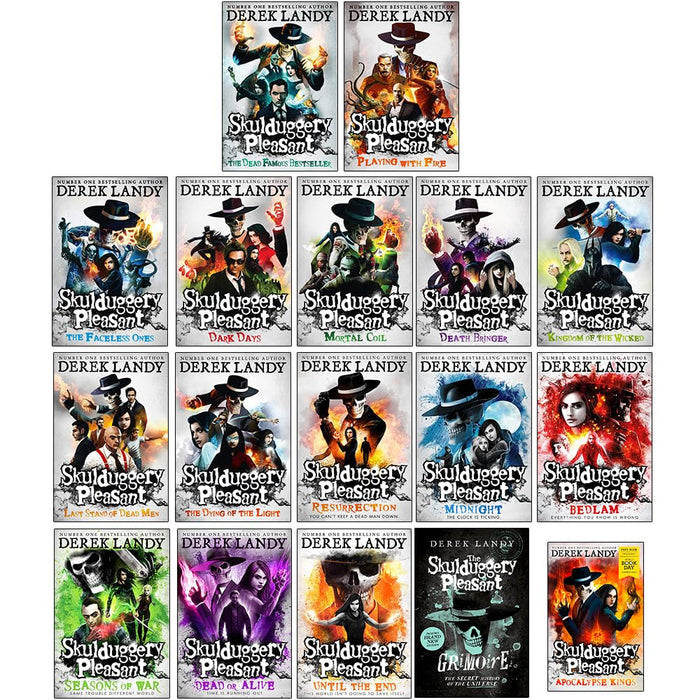 Skulduggery Pleasant Series 17 Books Collection Set By Derek Landy (Playing With Fire, The Faceless Ones, Dark Days, Mortal Coil, Death Bringer, Resurrection, Midnight, Apocalypse Kings and More) - The Book Bundle