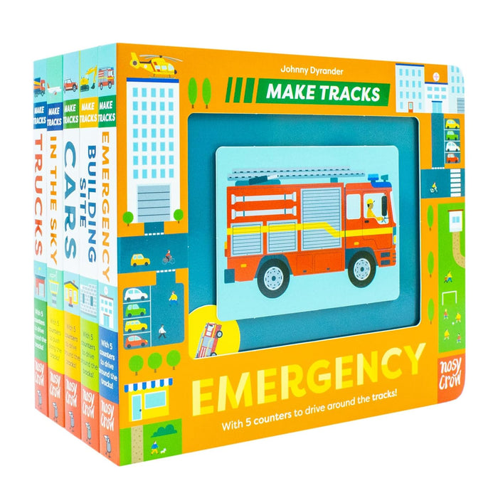 Make Tracks Series 5 Books Collection Set (Emergency, Building Site, Cars, In The Sky, Trucks) - The Book Bundle