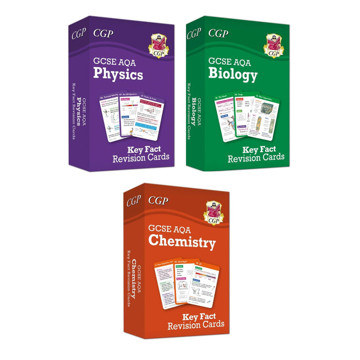 GCSE Biology AQA Key Fact Revision Cards Set of 3 (Biology, Chemistry, Physics) - The Book Bundle
