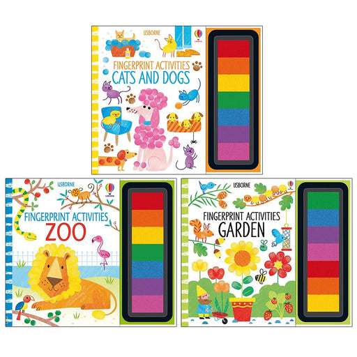 Fingerprint Activities Series 3 Collection 3 Books Set (Cats and Dogs, Zoo, Garden) - The Book Bundle