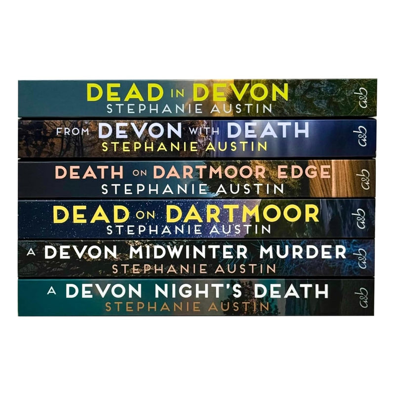 Devon Mysteries book collection by Stephanie Austin featuring six paperback mystery novels, published by Allison & Busby.