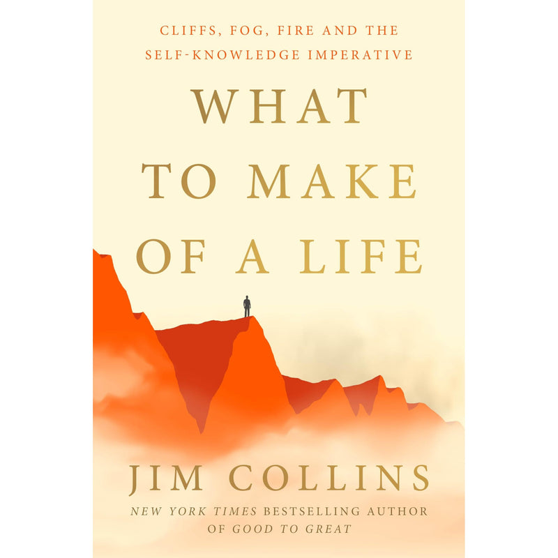 Paperback book titled "What To Make Of A Life" by Cornerstone Press featuring cover art with cliffs, fog, fire, and self-knowledge themes.