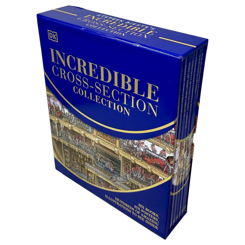 Set of six hardcover Stephen Biesty Incredible Cross-Sections books by DK Publishing, detailed illustrations of complex structures.