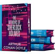 Cover of "The Memoirs of Sherlock Holmes" by Arthur Conan Doyle, Wilco Classics Sprayed Edge Premium edition, featuring Holmes in a vintage style.