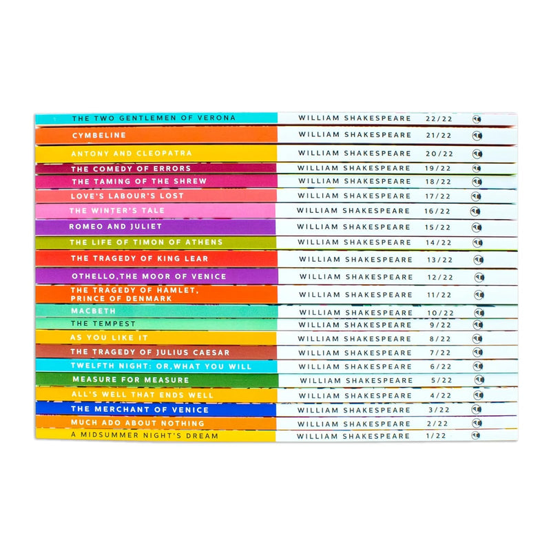 William Shakespeare Complete Collection 22-book set featuring The Two Gentlemen of Verona, classic editions with detailed covers.