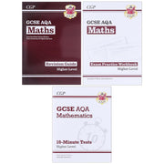 CGP Books GCSE Maths AQA Higher Level 3-book collection set, non-fiction paperback textbooks