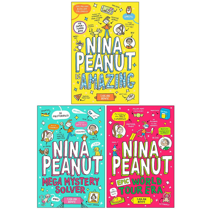 Nina Peanut Series 3 Books Collection Set By Sarah Bowie (Nina Peanut Is Amazing, Mega Mystery Solver and Epic World Tour Era) - The Book Bundle