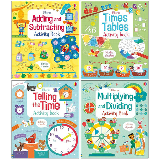 Usborne Maths Activity 4 Books Collection Set (Adding and Subtracting, Times Tables) - The Book Bundle