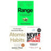 Range, Atomic Habits, Never Split the Difference 3 Books Collection Set - The Book Bundle