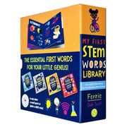 My First Stem Words Library set by Chris Ferrie, includes four books on science, technology, engineering, and math concepts.