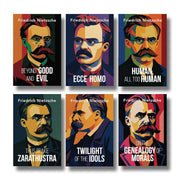 Set of six paperback books by Friedrich Nietzsche, featuring his complete works in a box set published by Rupa Publications.