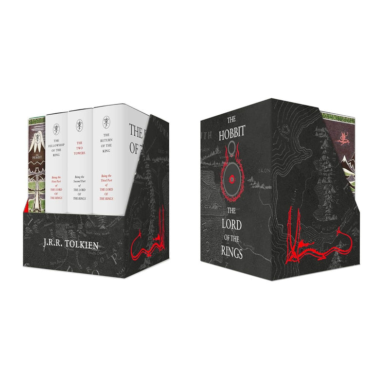 J.R.R. Tolkien The Hobbit and Lord of the Rings gift set with hardcover books from Harper Collins UK, featuring iconic Middle-earth illustrations.