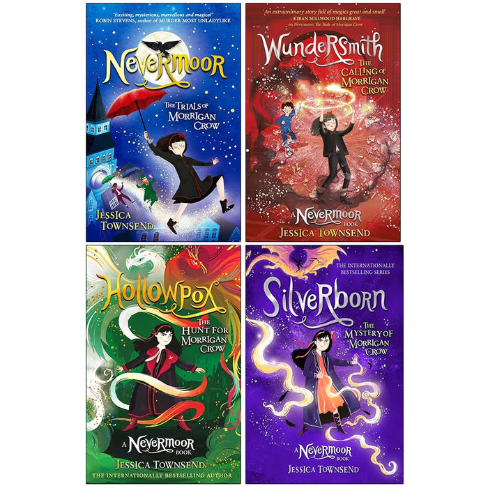 Morrigan Crow Series 4 Books Collection Set by Jessica Townsend (Nevermoor, Wundersmith, Hollowpox, Silverborn) - The Book Bundle