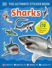 Set of DK Ultimate Sticker Books Series 6 featuring animals, bugs, farm scenes, and sharks with colorful, detailed illustrations.