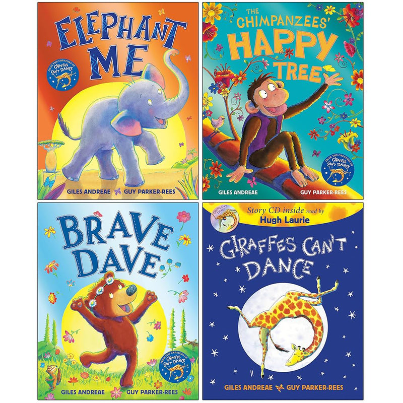 Giraffes Can't Dance book and CD, The Chimpanzees' Happy Tree, Brave Dave collection set by Giles Andreae and Guy Parker-Rees