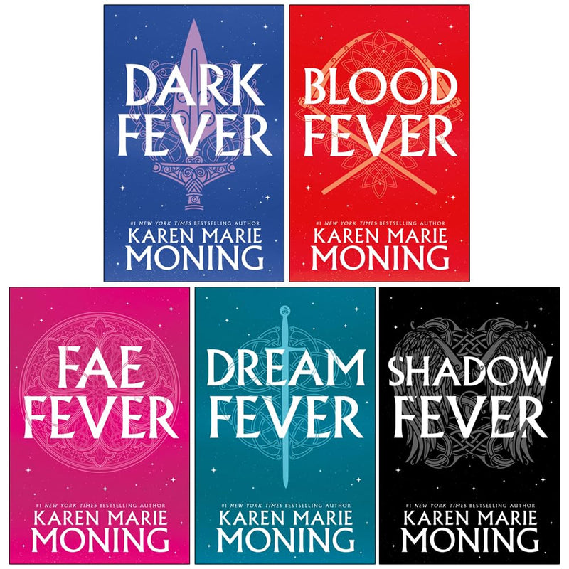 Fever Series 5-book collection by Karen Marie Moning, including Darkfever, Bloodfever, Faefever, Dreamfever, paperback set.