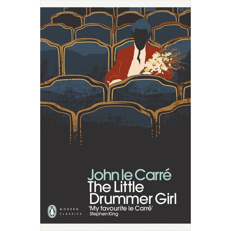 Set of four John le Carré books including The Little Drummer Girl, A Perfect Spy, The Russia House, and The Night Manager by Penguin.