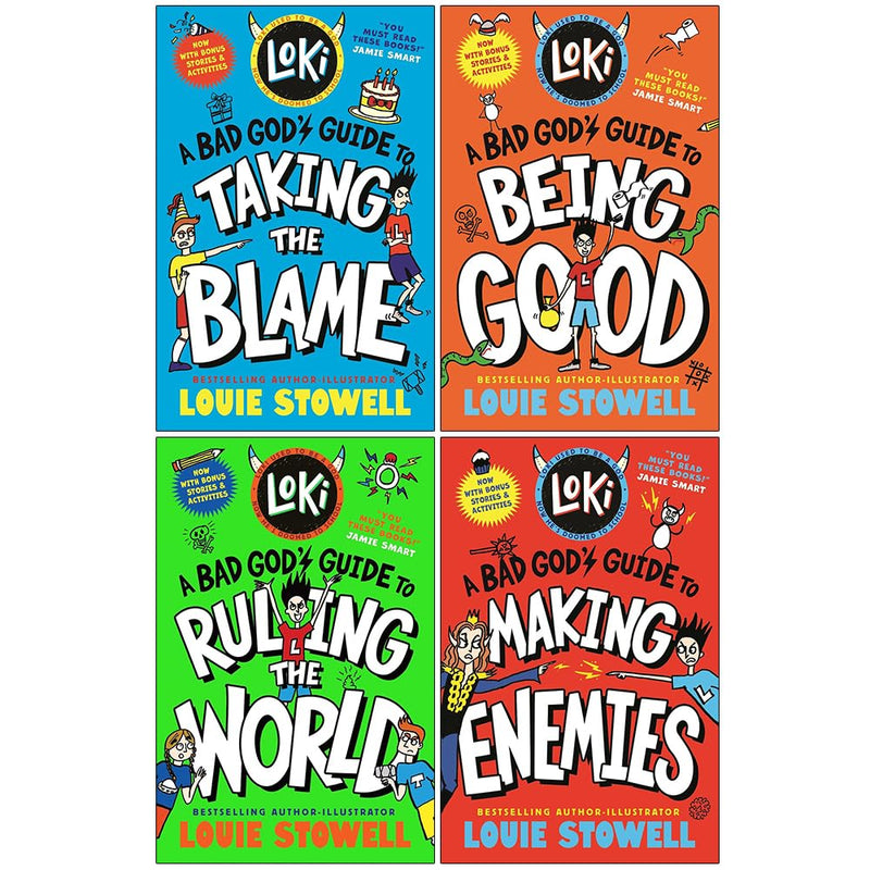Loki A Bad God's Guide Series 4 Books Collection Set by Louie Stowell (Guide To Taking The Blame & Guide To Being Good)