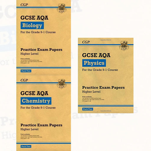 CGP Practice Papers Grade 9-1 GCSE AQA Higher Pack 2 3 Books Collection Set (Biology, Chemistry, Physics) - The Book Bundle