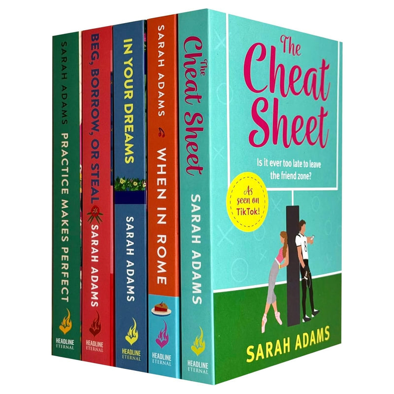 Sarah Adams Collection of five paperback fiction books including Practice Makes Perfect and In Your Dreams, with colorful covers.
