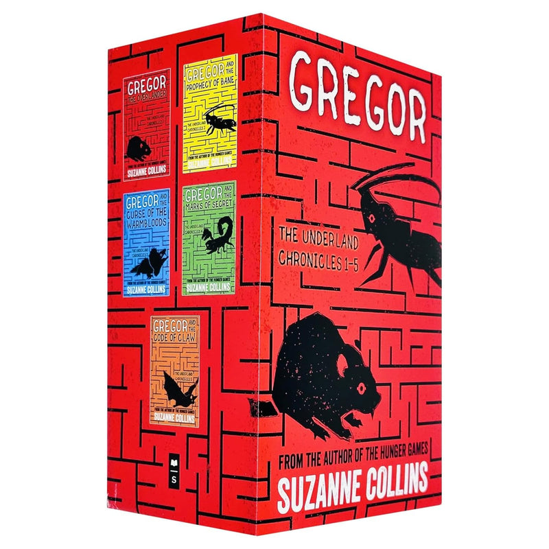 Gregor The Underland Chronicles book set by Suzanne Collins, including The Overlander, Prophecy of Bane, and Marks of Secrets, Scholastic.