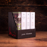 The Hobbit and Lord of the Rings gift set by J. R. R. Tolkien featuring hardcover editions and Middle-earth themed artwork.