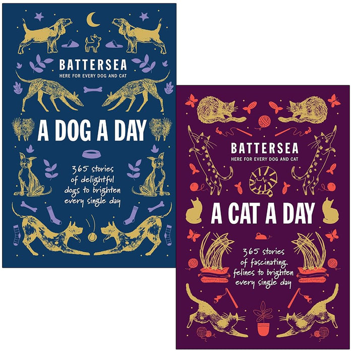 Battersea Dogs and Cats Home 2 Books Collection Set (A Dog a Day & A Cat a Day) - The Book Bundle