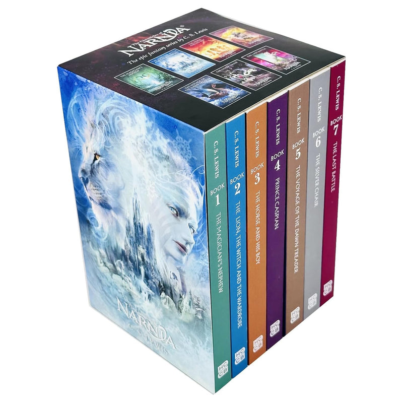 Seven-book Chronicles of Narnia collection box set by C S Lewis, including The Lion, the Witch and the Wardrobe and The Horse and His Boy.