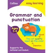 Collins Easy Learning Grammar and Punctuation book for ages 7-9, featuring colorful cover with educational illustrations for classroom or home.