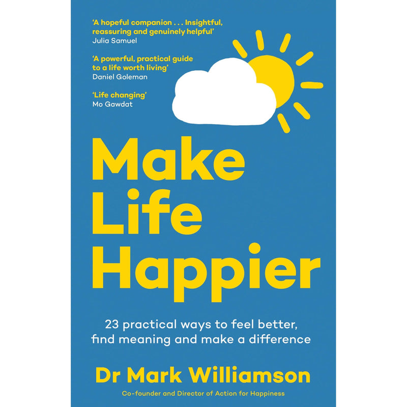 Cover image of "Make Life Happier" by Leap, a non-fiction book with colorful title text on a bright background.