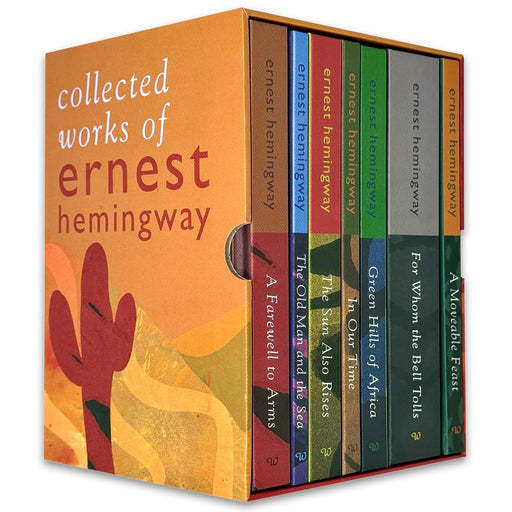 Seven hardcover Ernest Hemingway fiction books, including The Old Man And The Sea and For Whom The Bell Tolls, by Wilco Books Ltd.