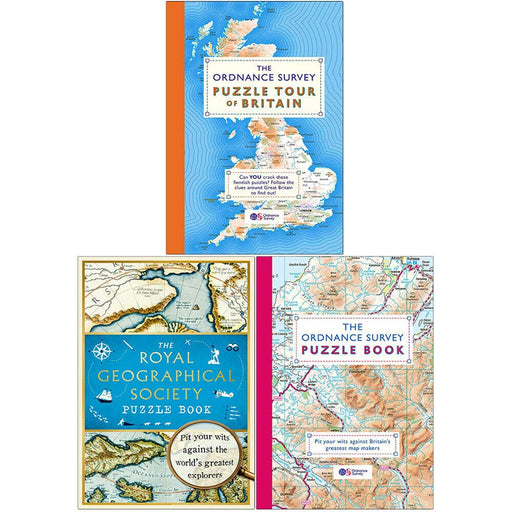 The Ordnance Survey Puzzle Tour of Britain, The Royal Geographical Society Puzzle Book, The Ordnance Survey Puzzle Book 3 Books Collection Set - The Book Bundle