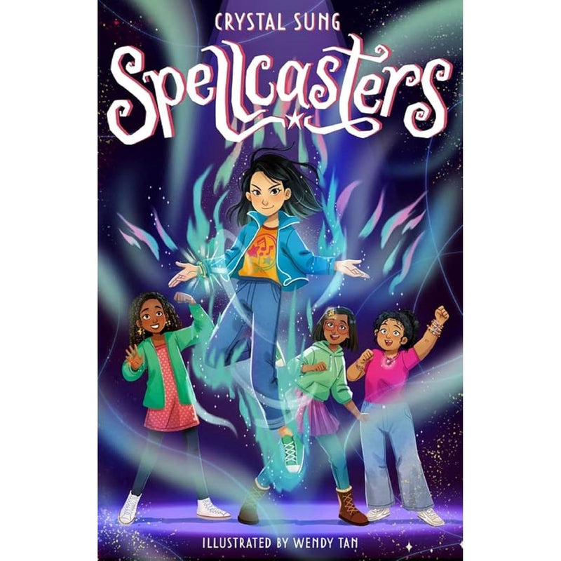 Set of four Spellcasters Series books by Crystal Sung and Wendy Tan, paperback collection for ages 9-12, published by Orchard Books.