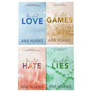 Set of four Twisted Series books by Ana Huang, featuring Twisted Love, Twisted Games, Twisted Hate, and Twisted Lies, in colorful covers.