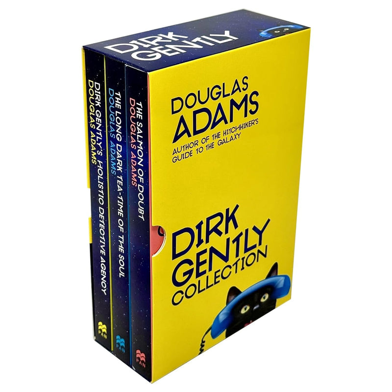 Boxset of three Dirk Gently books by Macmillan, featuring Dirk Gently's Holistic Detective Agency and The Long Dark Tea-Time of the Soul