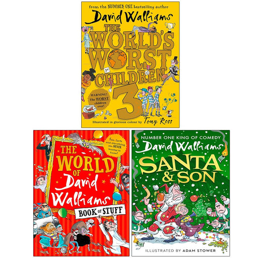 David Walliams Collection 3 Books Set (The World's Worst Children 3, The World of David Walliams Book of Stuff, Santa and Son) - The Book Bundle